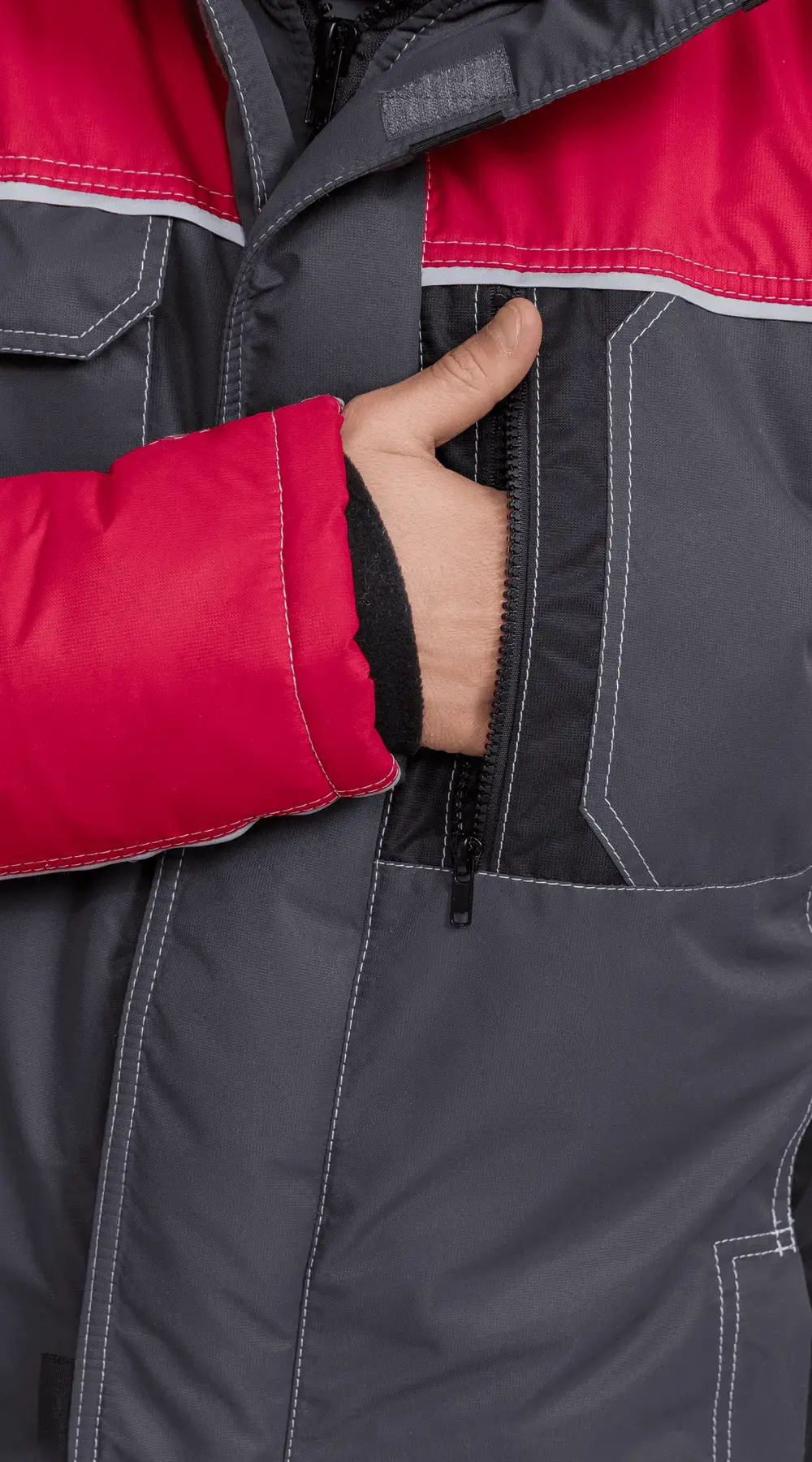 Куртка рабочая мужская зимняя утепленная RONTA KR615 MEMBRANE темно-серая, черная, красная