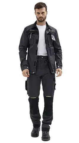 Куртка рабочая мужская летняя RONTA KR814 темно-серый, черный, лаймовый