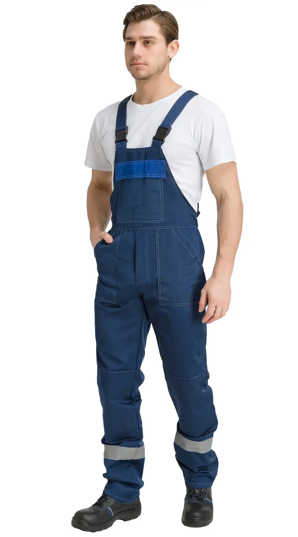 Костюм рабочий мужской летний RONTA KS812 с полукомбинезоном темно-синий, васильковый