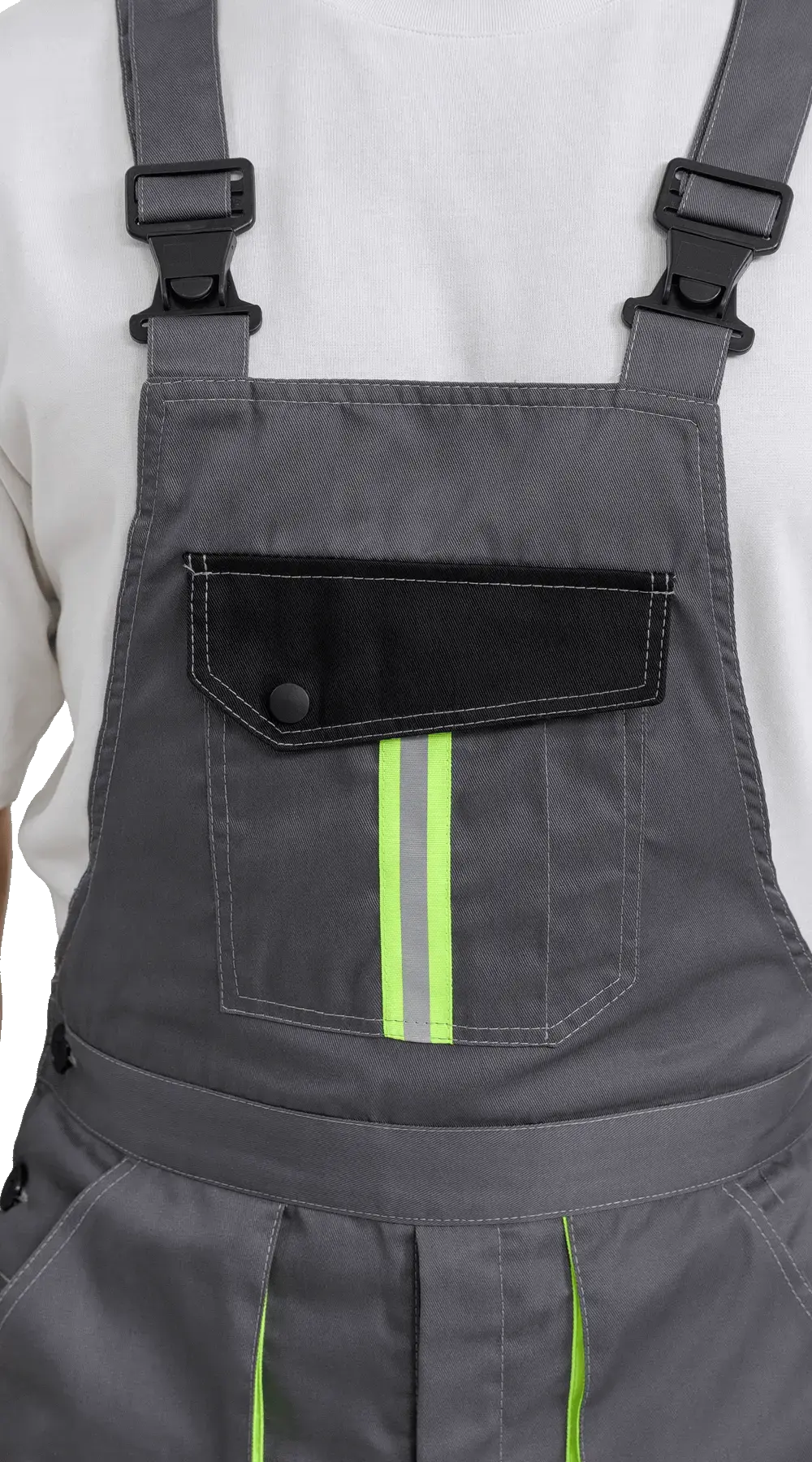 Костюм рабочий мужской летний RONTA KS818 с полукомбинезоном темно-серый, черный, лаймовый