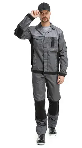 Костюм рабочий мужской летний RONTA KS212 с полукомбинезоном темно-серый, серый, черный Костюм рабочий мужской летний RONTA KS212 с полукомбинезоном темно-серый, серый, черный