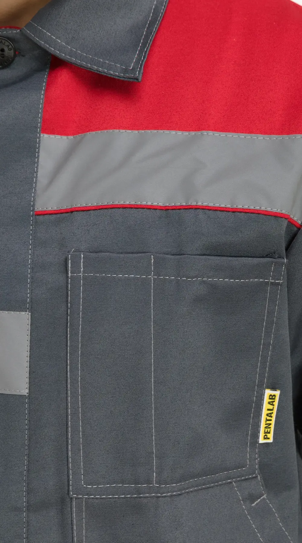 Костюм рабочий мужской летний RONTA KS811 с брюками темно-серый, красный