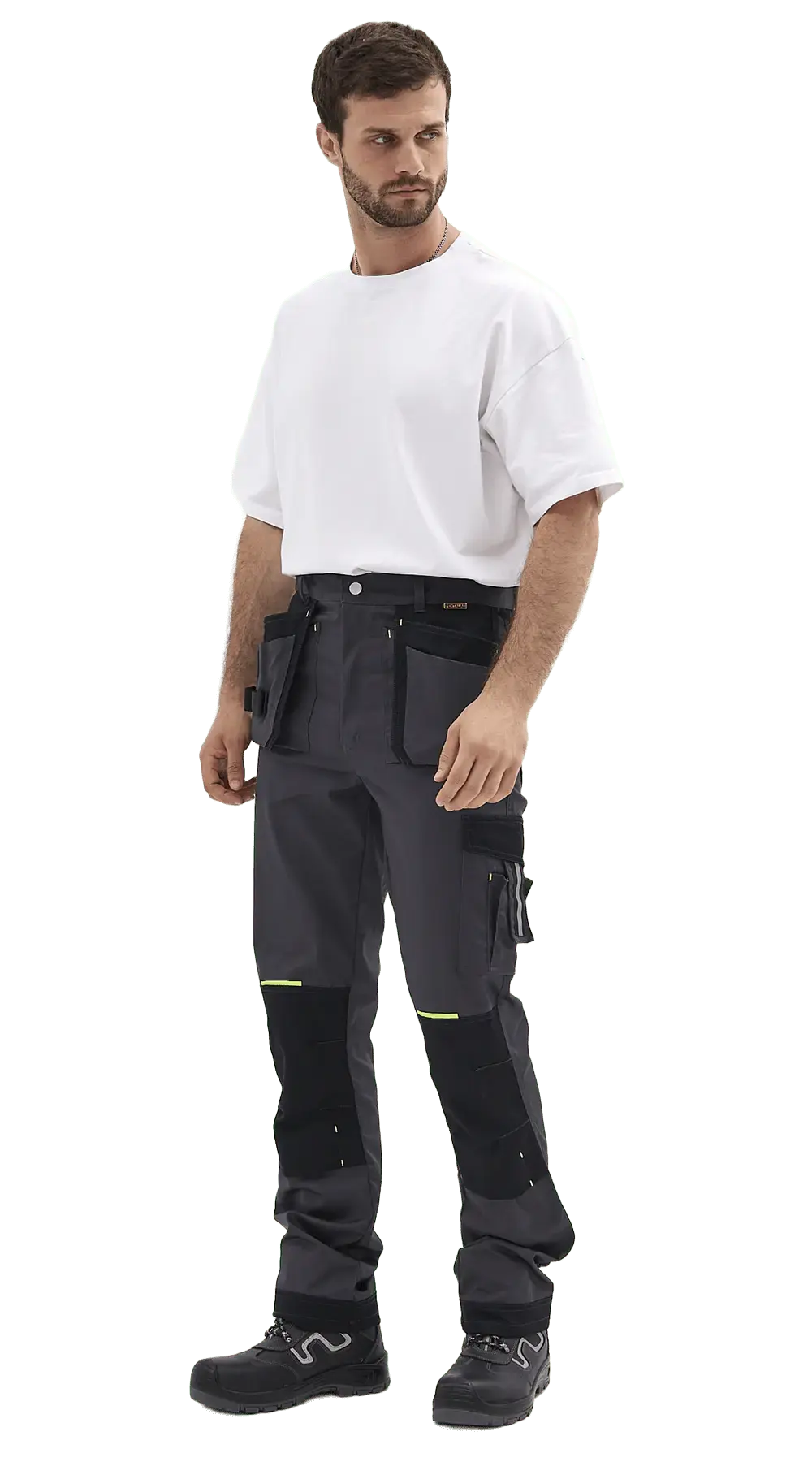 Брюки рабочие мужские летние RONTA BR814 темно-серые, черные, лаймовые