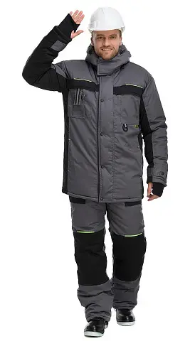 Костюм рабочий мужской утепленный зимний RONTA KS920 темно-серый, черный, лаймовый Костюм рабочий мужской утепленный зимний RONTA KS920 темно-серый, черный, лаймовый