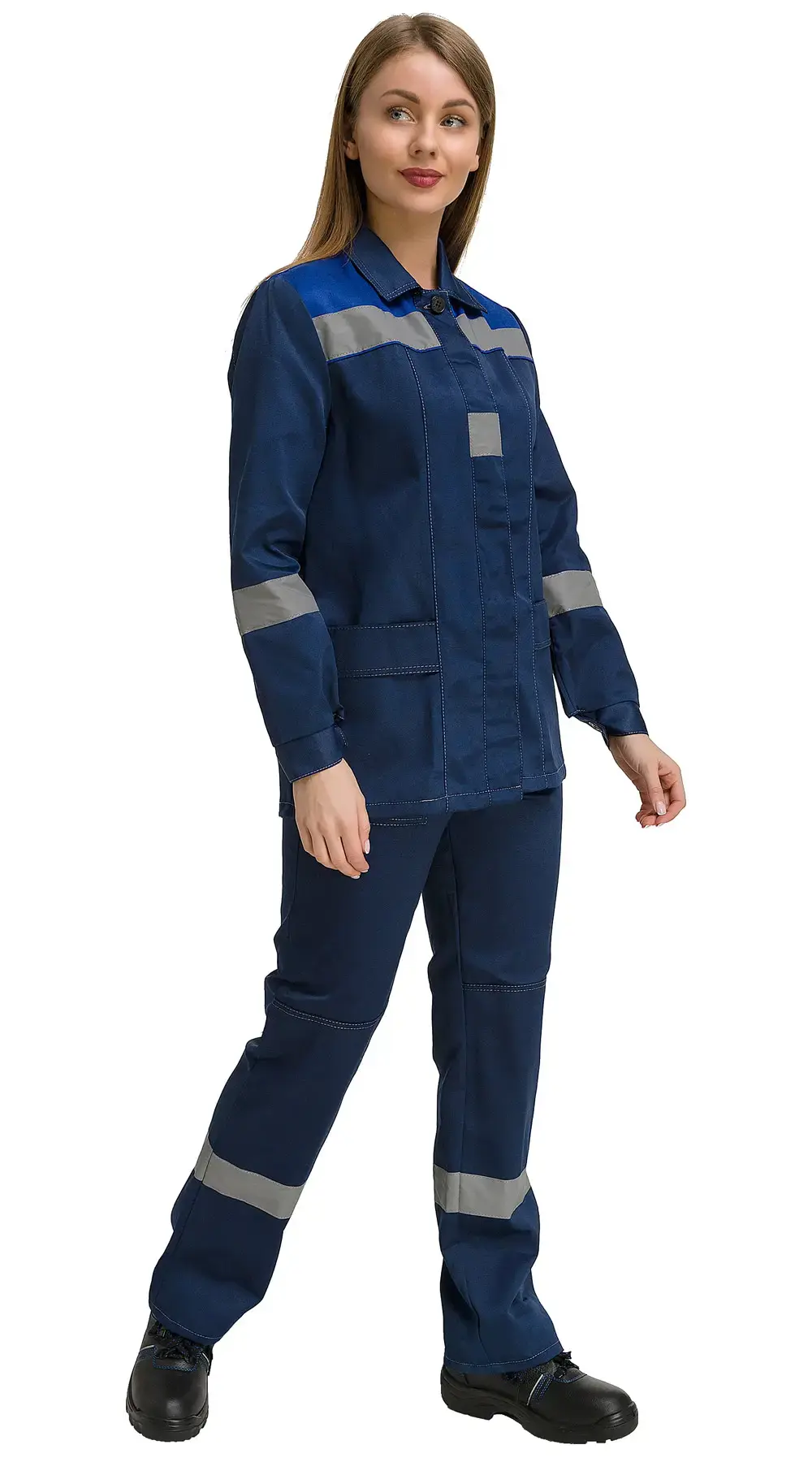 Костюм рабочий женский летний RONTA KS815 с брюками темно-синий, васильковый