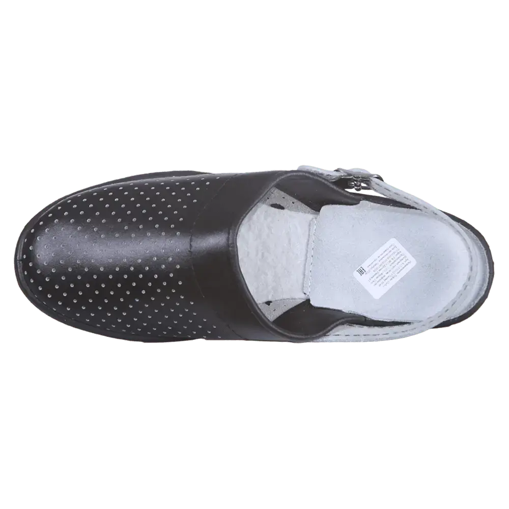 Сабо женские кожаные черные