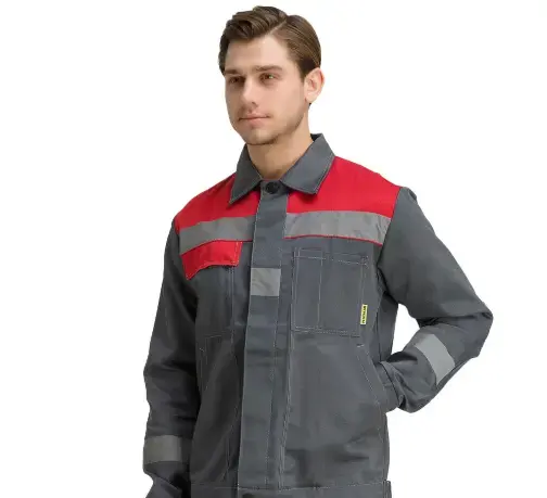 Костюм рабочий мужской летний RONTA KS811 с брюками темно-серый, красный