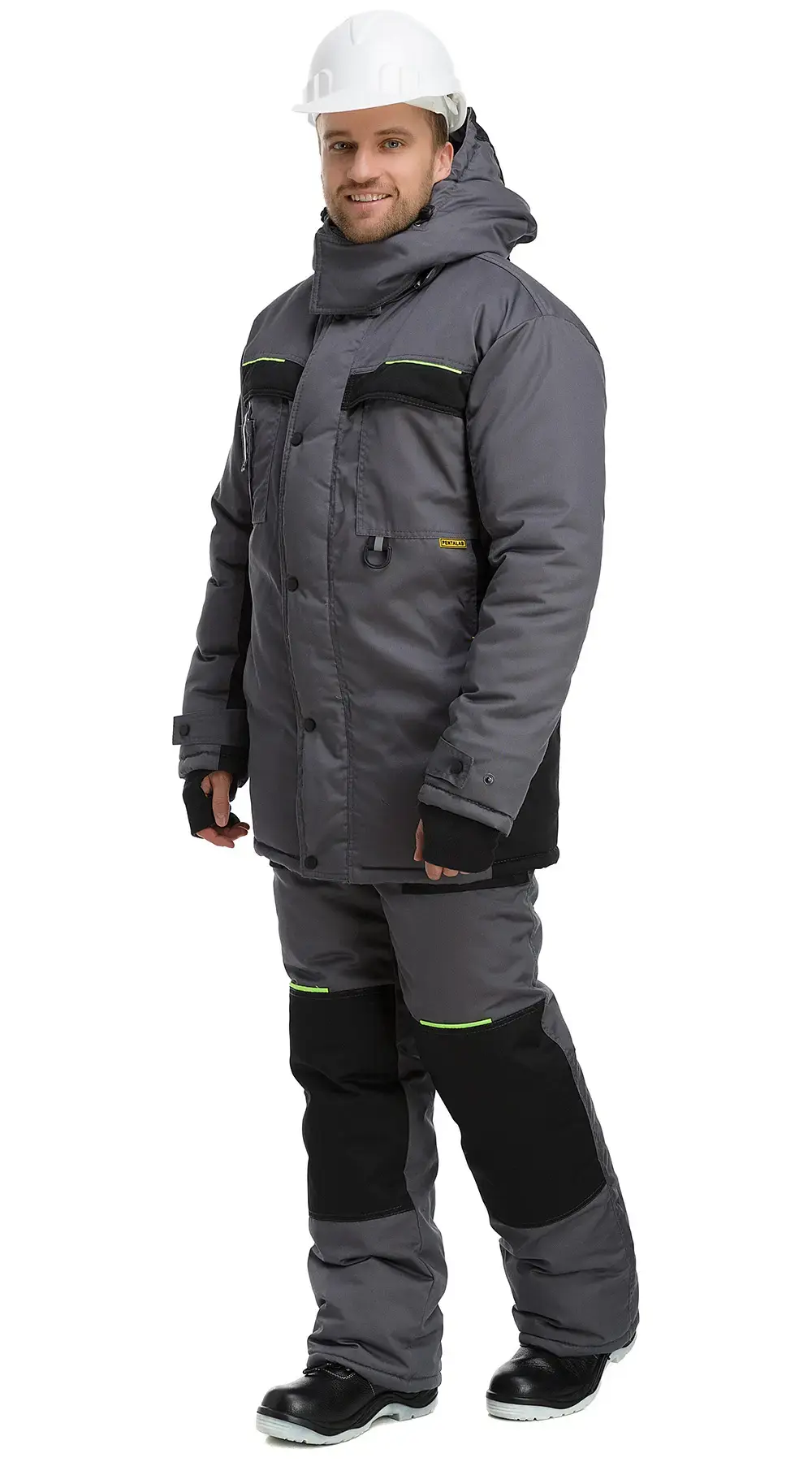 Костюм рабочий мужской утепленный зимний RONTA KS920 темно-серый, черный, лаймовый