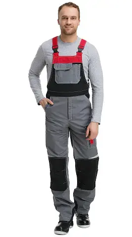 Полукомбинезон мужской летний Техноавиа "Мегаполис" светло-серый, серый, красный Полукомбинезон мужской летний Техноавиа "Мегаполис" светло-серый, серый, красный