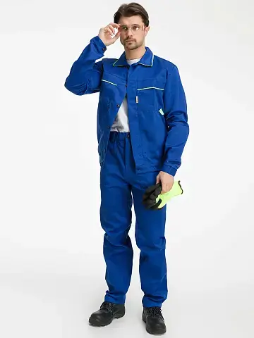 Костюм рабочий мужской летний RONTA KS621 с брюками васильковый, лаймовый