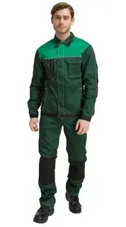 Костюм рабочий мужской летний RONTA KS212 с полукомбинезоном темно-зеленый, светло-зеленый, черный