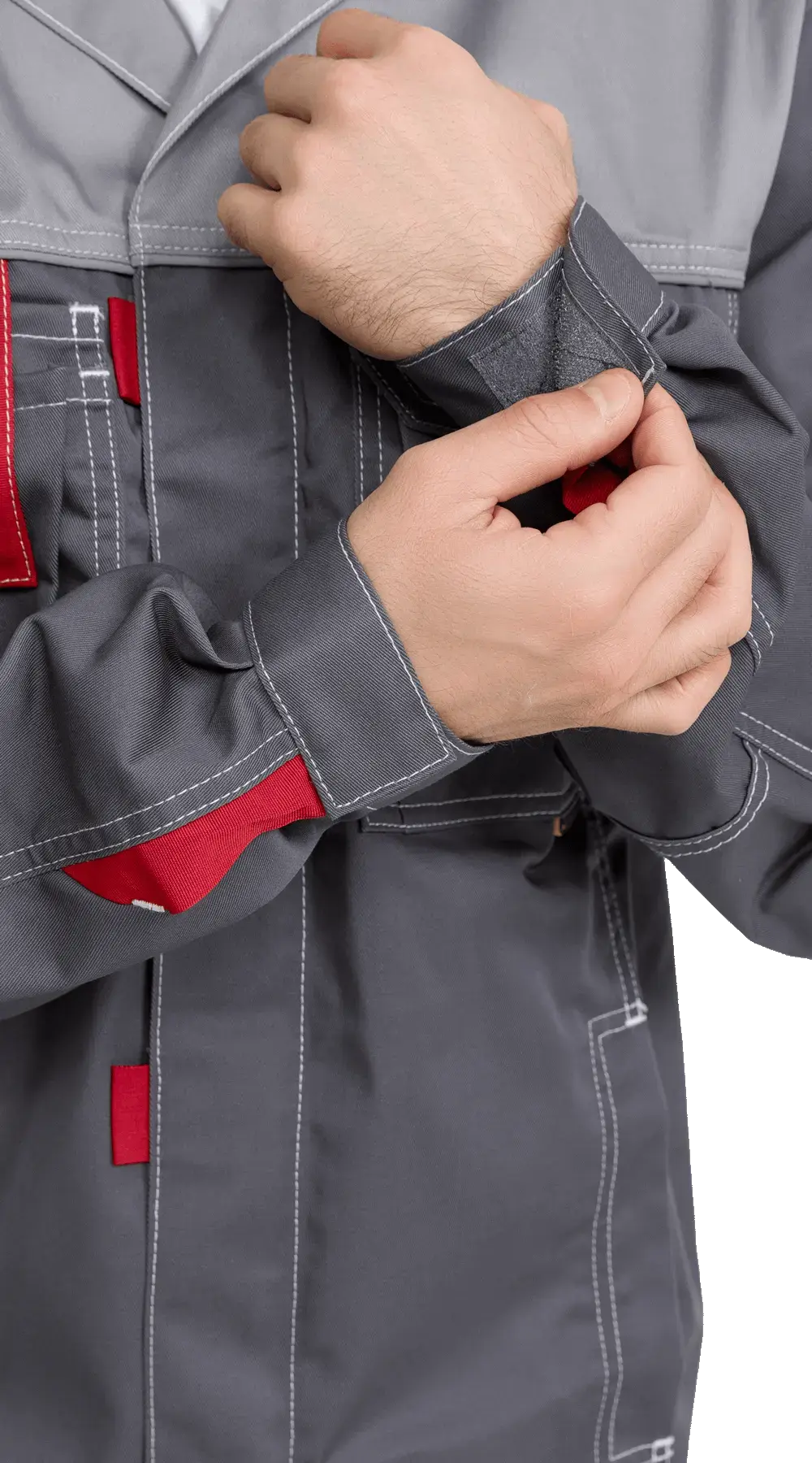 Куртка рабочая мужская летняя RONTA KR3080 темно-серый, светло-серый, красный