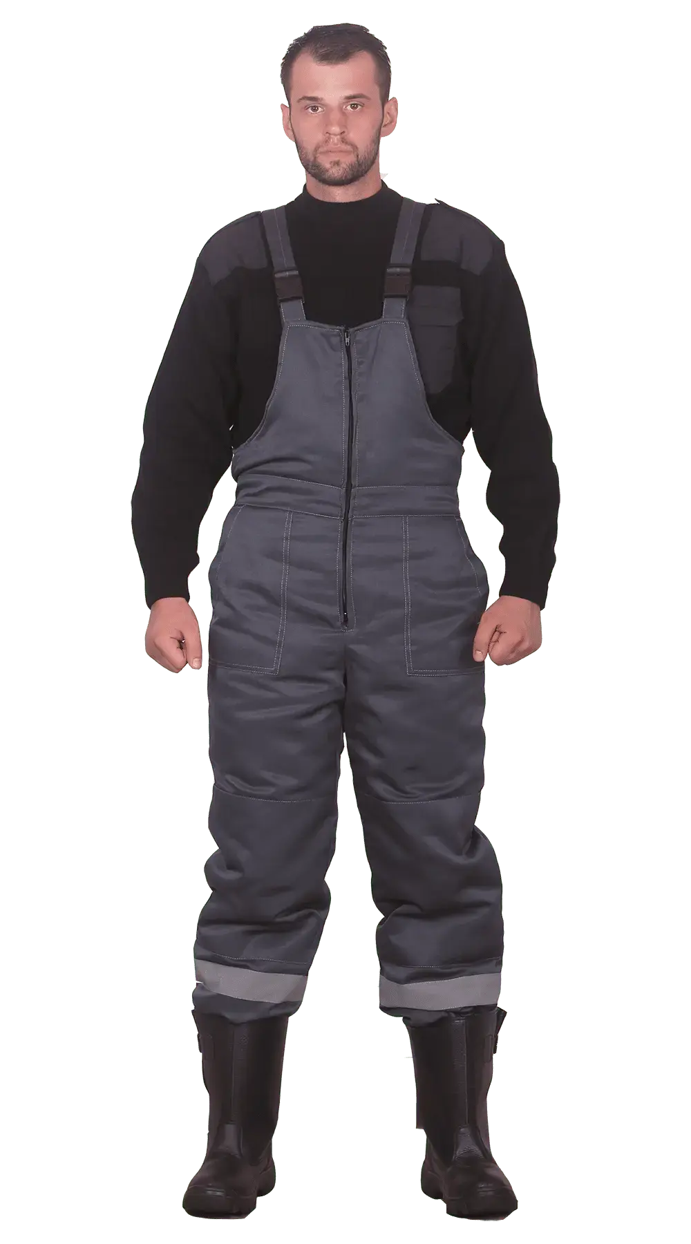 Костюм рабочий мужской утепленный зимний RONTA KS241SS с полукомбинезом темно-серый, светло-серый