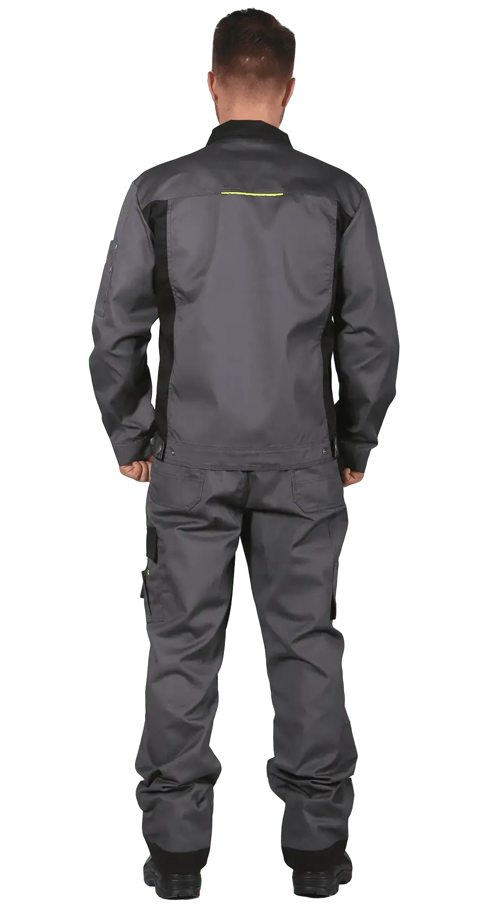 Костюм рабочий мужской летний RONTA KS813 с полукомбинезоном темно-серый, черный, лаймовый
