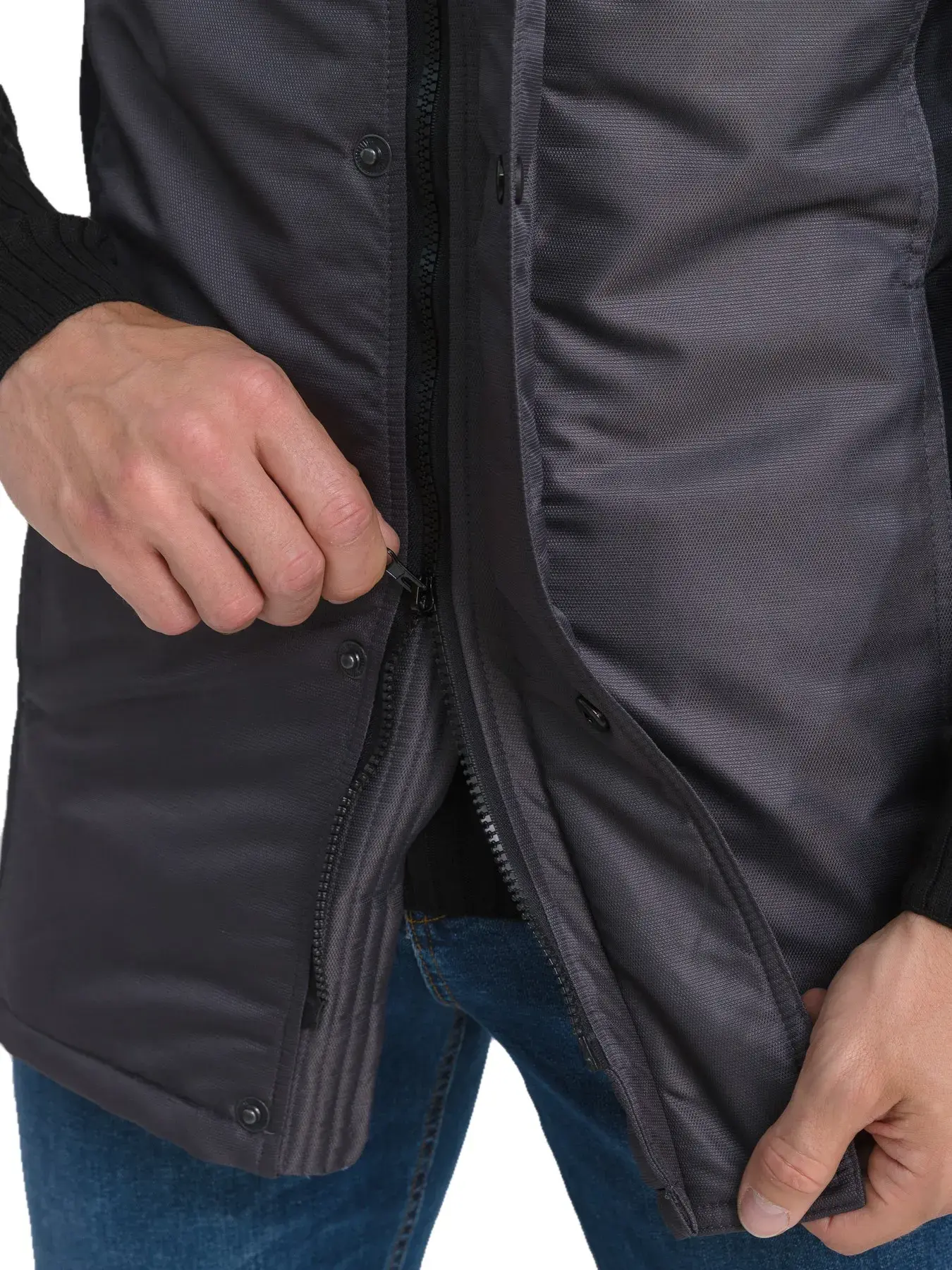 Жилет рабочий мужской утепленный зимний RONTA JT3085 темно-серый, черный