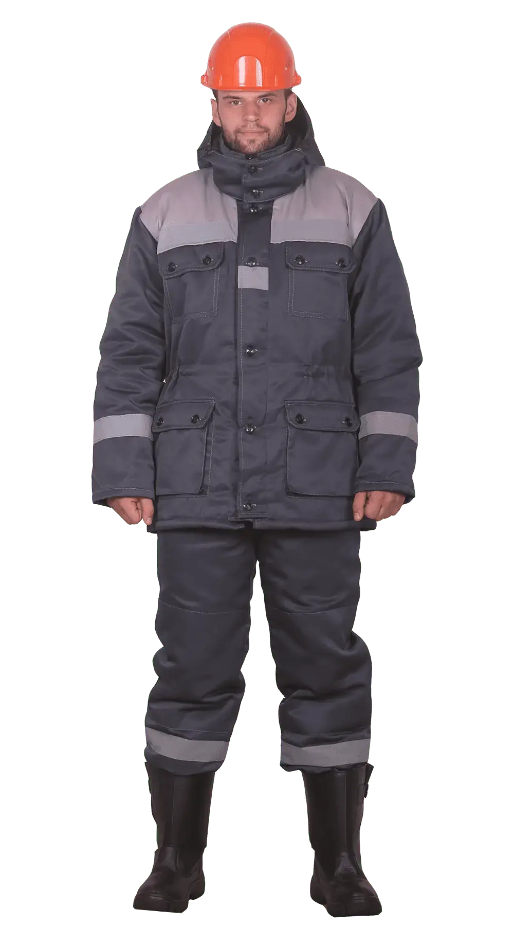 Куртка рабочая мужская зимняя утепленная RONTA KR241 темно-серая, светло-серая