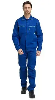 Костюм рабочий мужской летний RONTA KS622 с полукомбинезоном васильковый, лаймовый