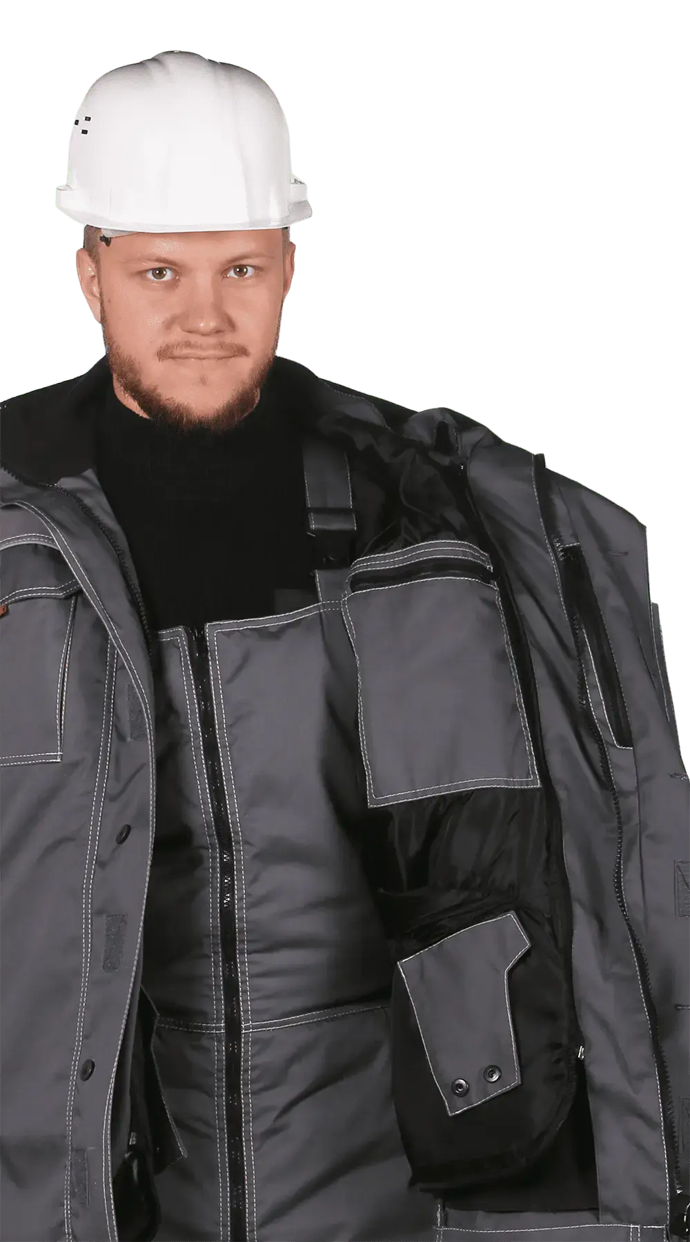 Костюм рабочий мужской утепленный зимний RONTA KS581 темно-серый, красный, черный