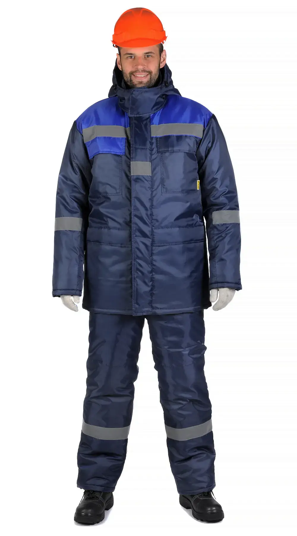 Костюм рабочий мужской утепленный зимний RONTA KS912 с полукомбинезоном (темно-синий/васильковый)