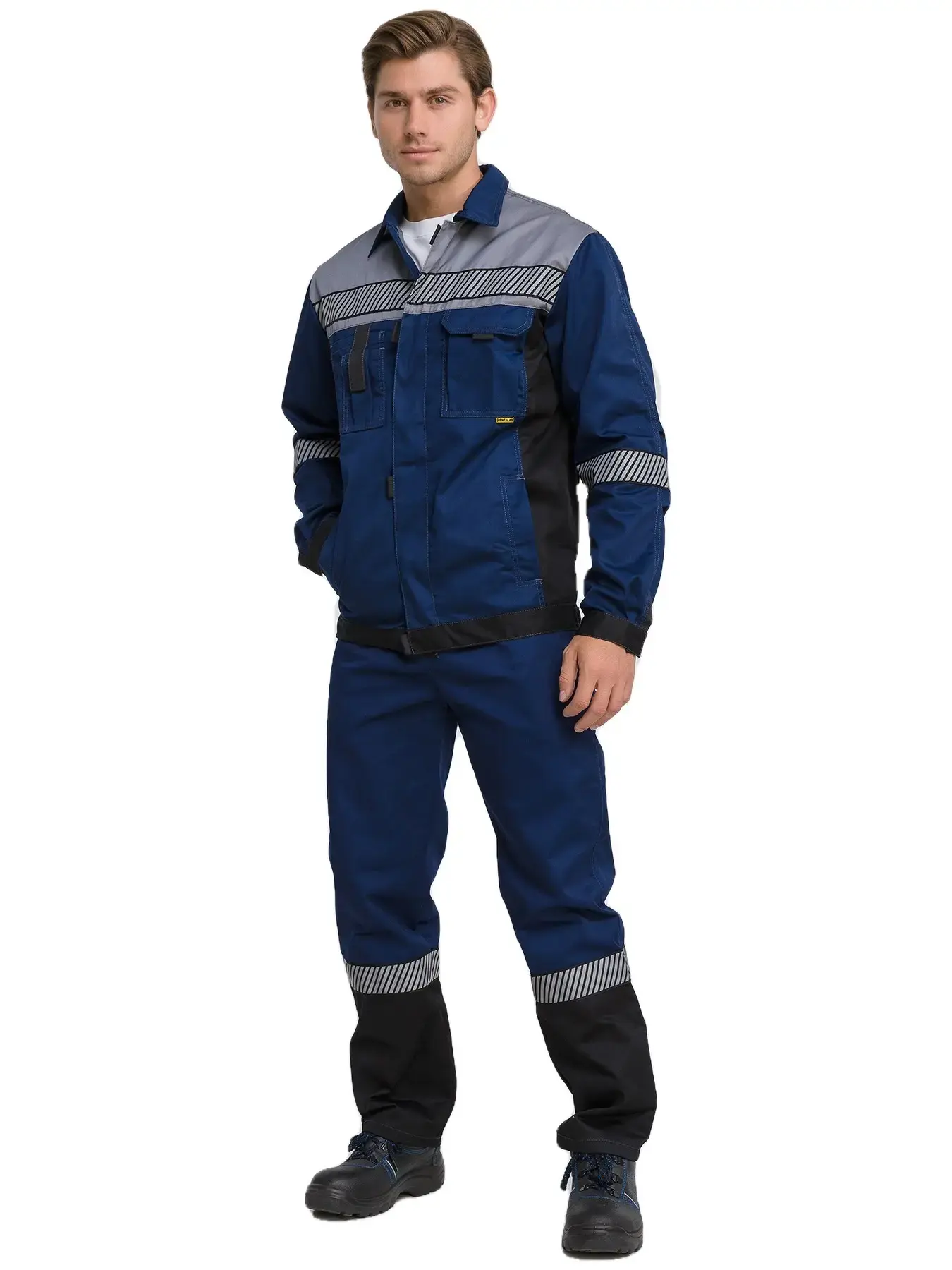Костюм рабочий мужской летний RONTA KS261 с брюками темно-синий, серый, черный