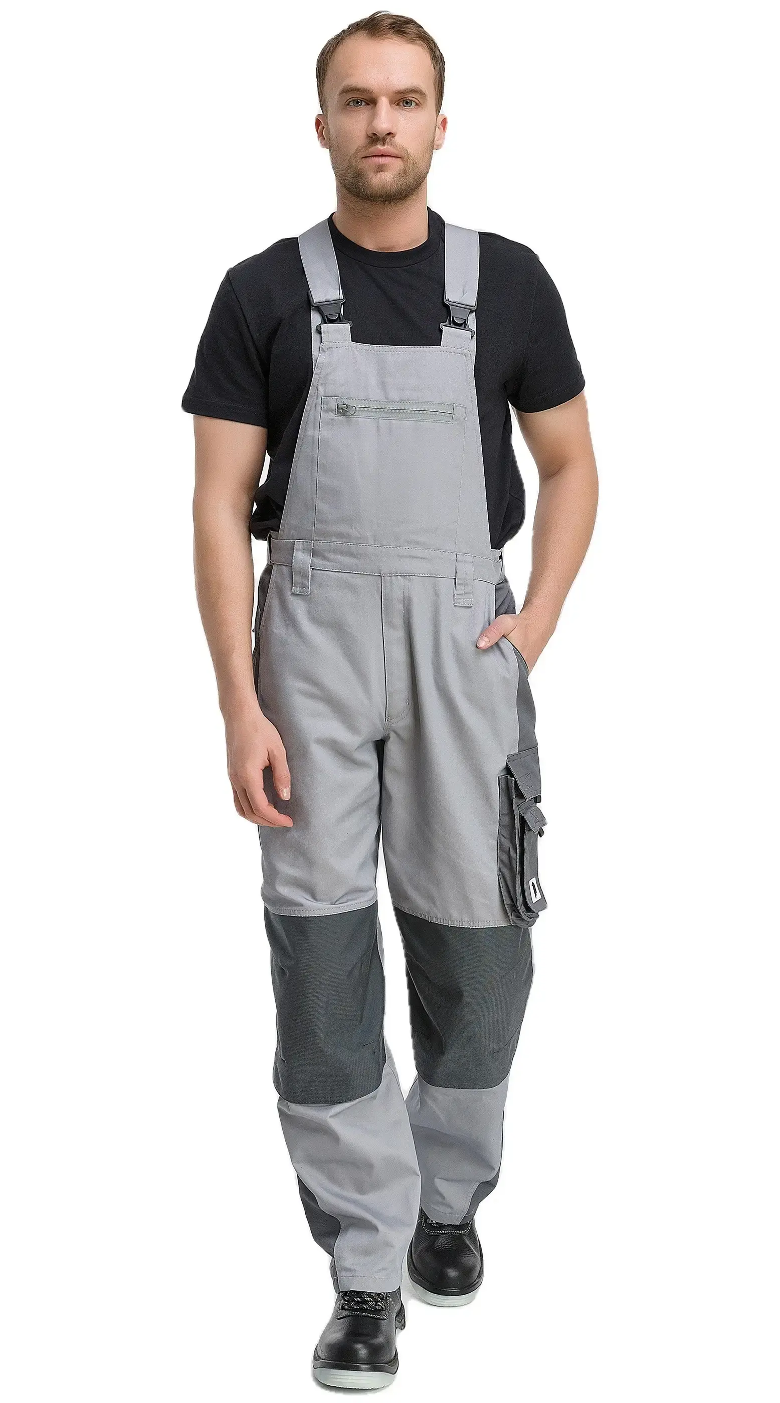 Полукомбинезон рабочий мужской летний RONTA PL2020 светло-серый, темно-серый