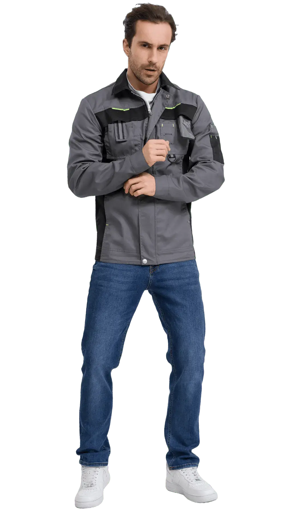 Куртка рабочая мужская летняя RONTA KR203 темно-серый, черный, лаймовый