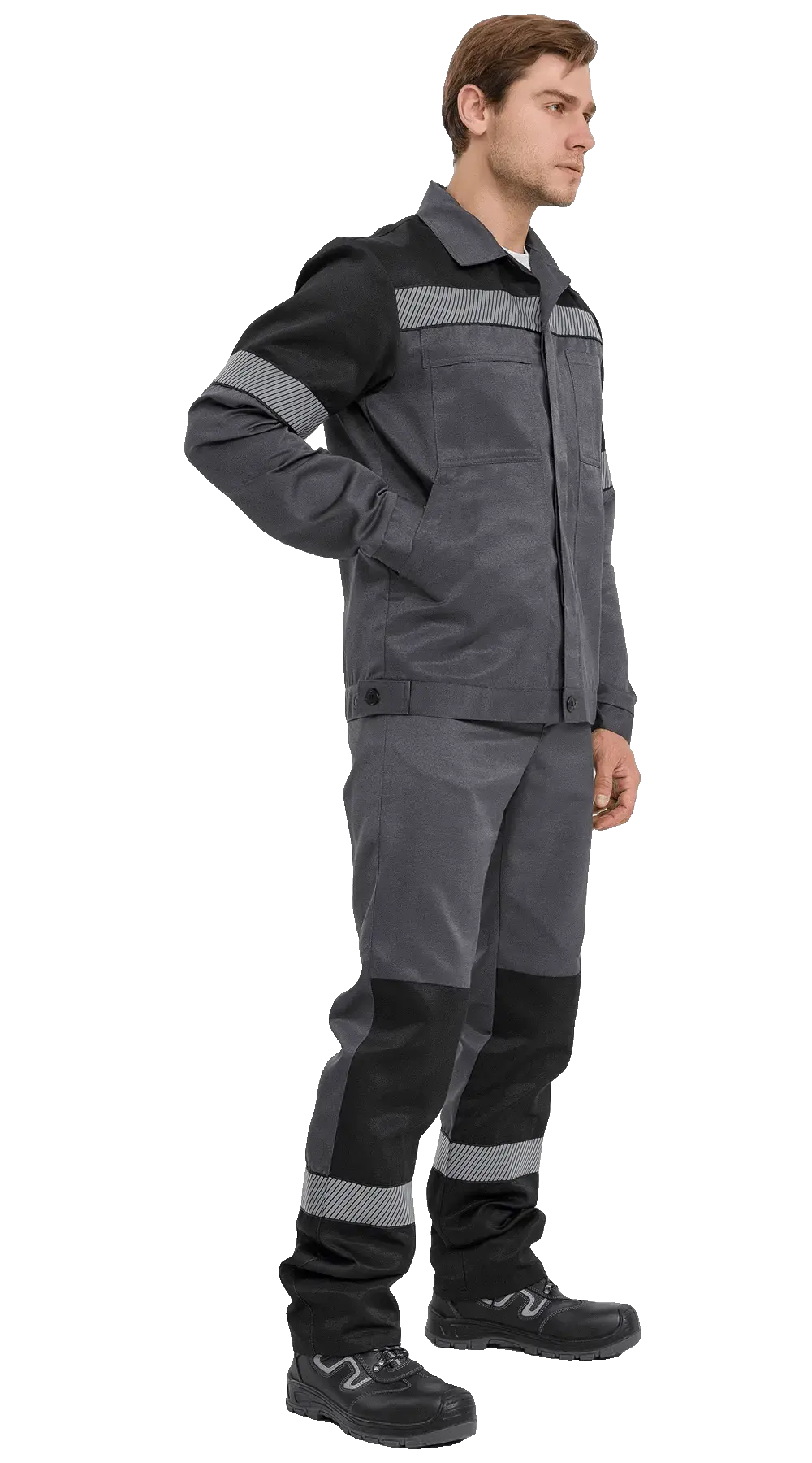 Костюм рабочий мужской летний RONTA KS812 с полукомбинезоном темно-серый, черный