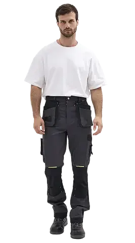 Брюки рабочие мужские летние RONTA BR814 темно-серые, черные, лаймовые