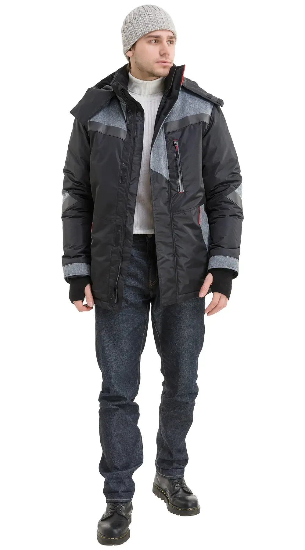 Куртка рабочая мужская зимняя утепленная Восток-Сервис "Траверс" черная, серая