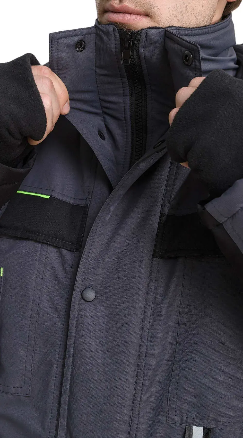 Костюм рабочий мужской утепленный зимний RONTA KS930 MEMBRANE темно-серый, черный, лаймовый