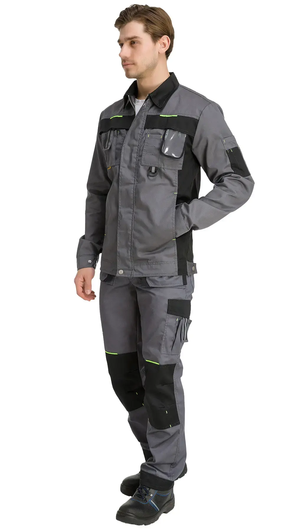 Костюм рабочий мужской летний RONTA KS808 с брюками темно-серый, черный, лаймовый