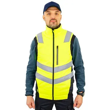 Сигнальный жилет утепленный BRODEKS KW111, желтый/черный Сигнальный жилет утепленный BRODEKS KW111, желтый/черный