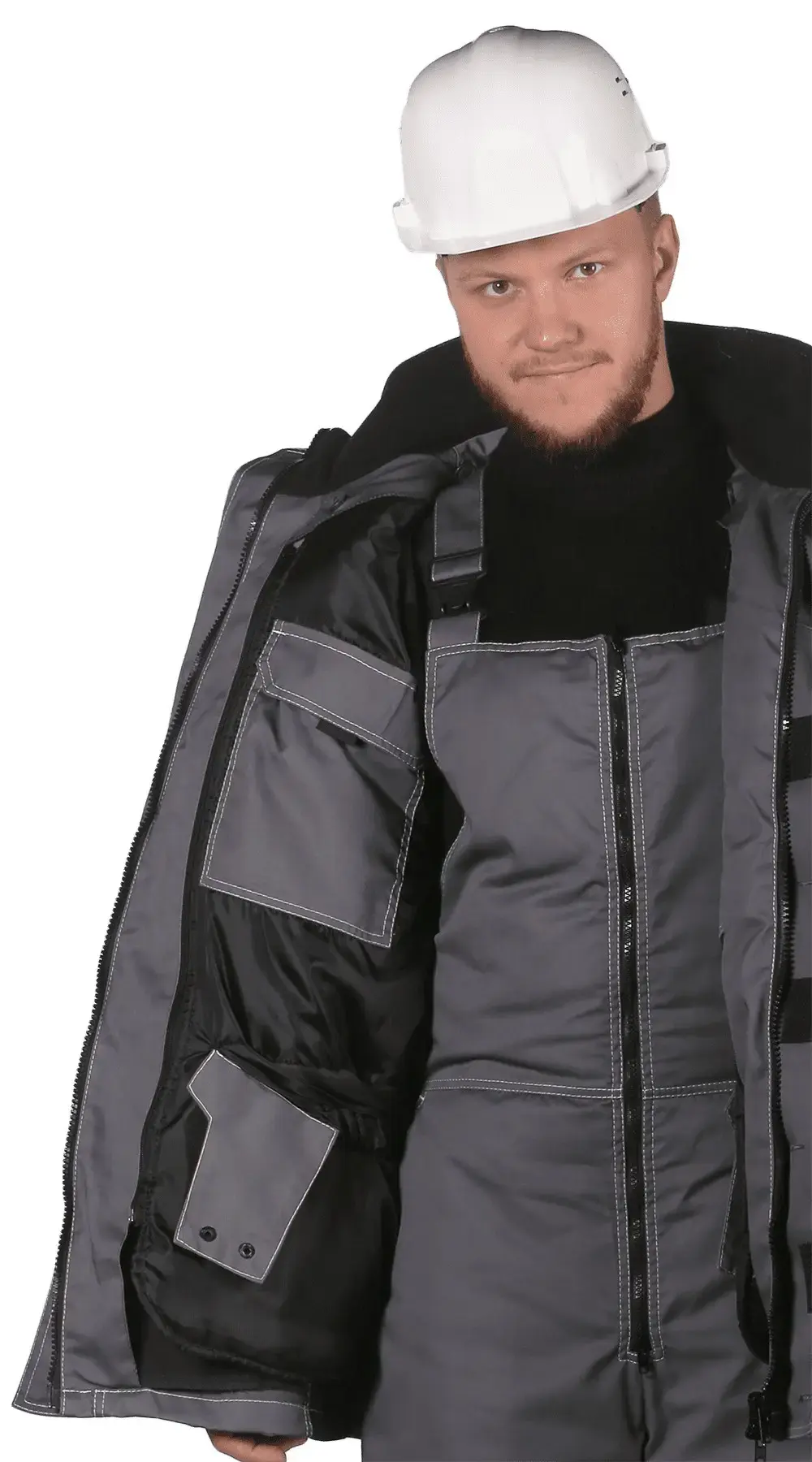 Куртка рабочая мужская зимняя утепленная RONTA KR581 темно-серая, светло-серая, черная