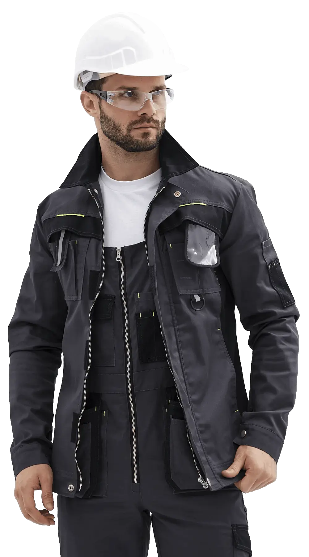 Куртка рабочая мужская летняя RONTA KR814 темно-серый, черный, лаймовый