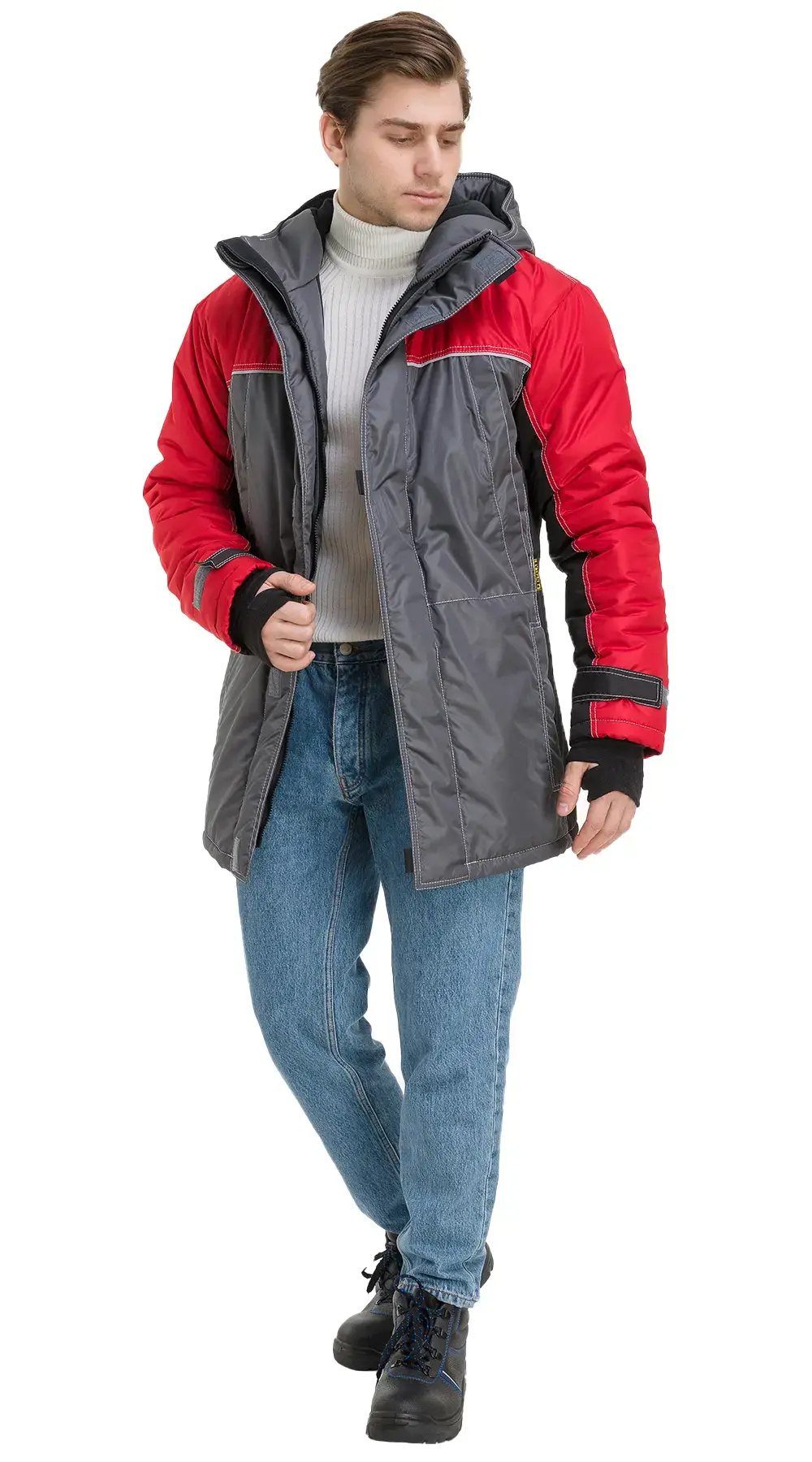 Куртка рабочая мужская зимняя утепленная RONTA KR930 темно-серая, черная, красная