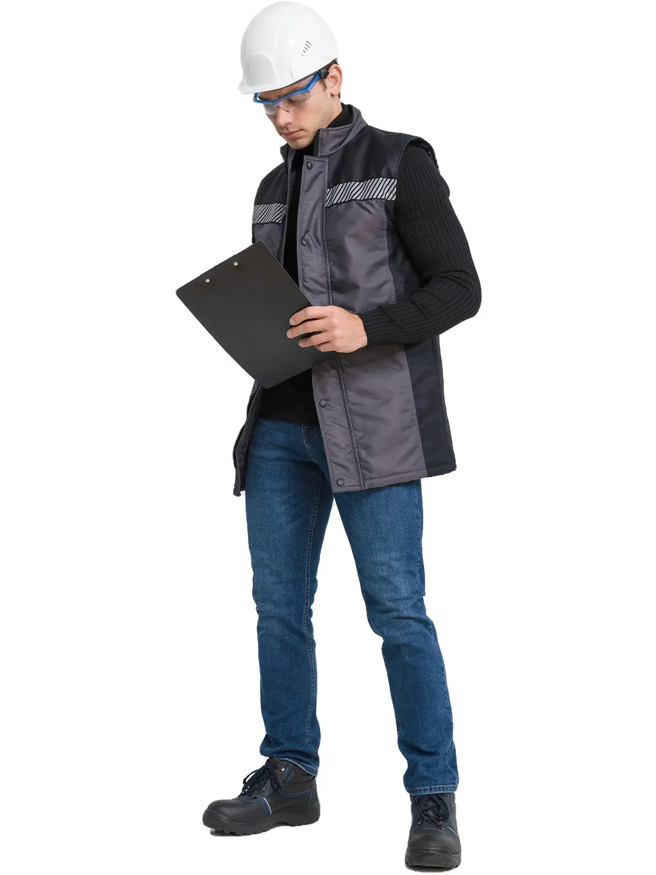 Жилет рабочий мужской утепленный зимний RONTA JT3085 темно-серый, черный