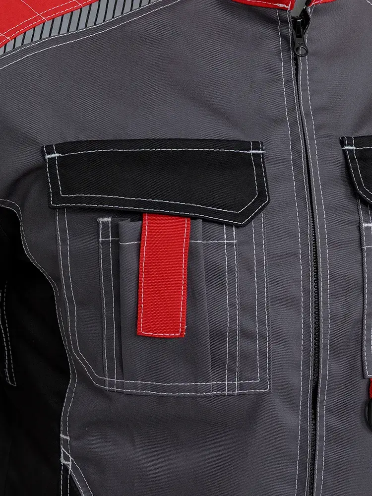 Куртка рабочая мужская летняя RONTA KR206 темно-серый, черный, краcный