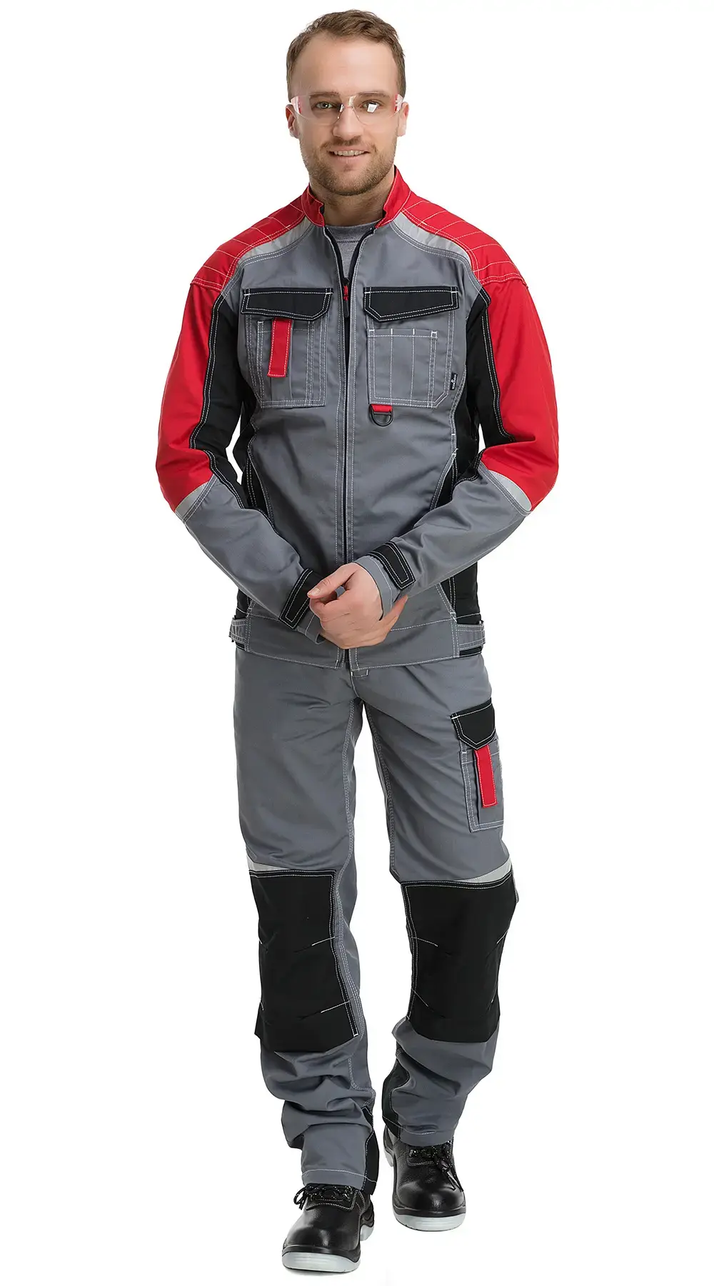 Куртка рабочая мужская летняя Техноавия "Мегаполис" серая, черная, красная