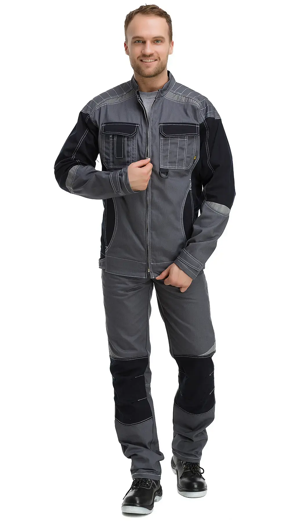 Костюм рабочий мужской летний RONTA KS908 с брюками темно-серый, черный