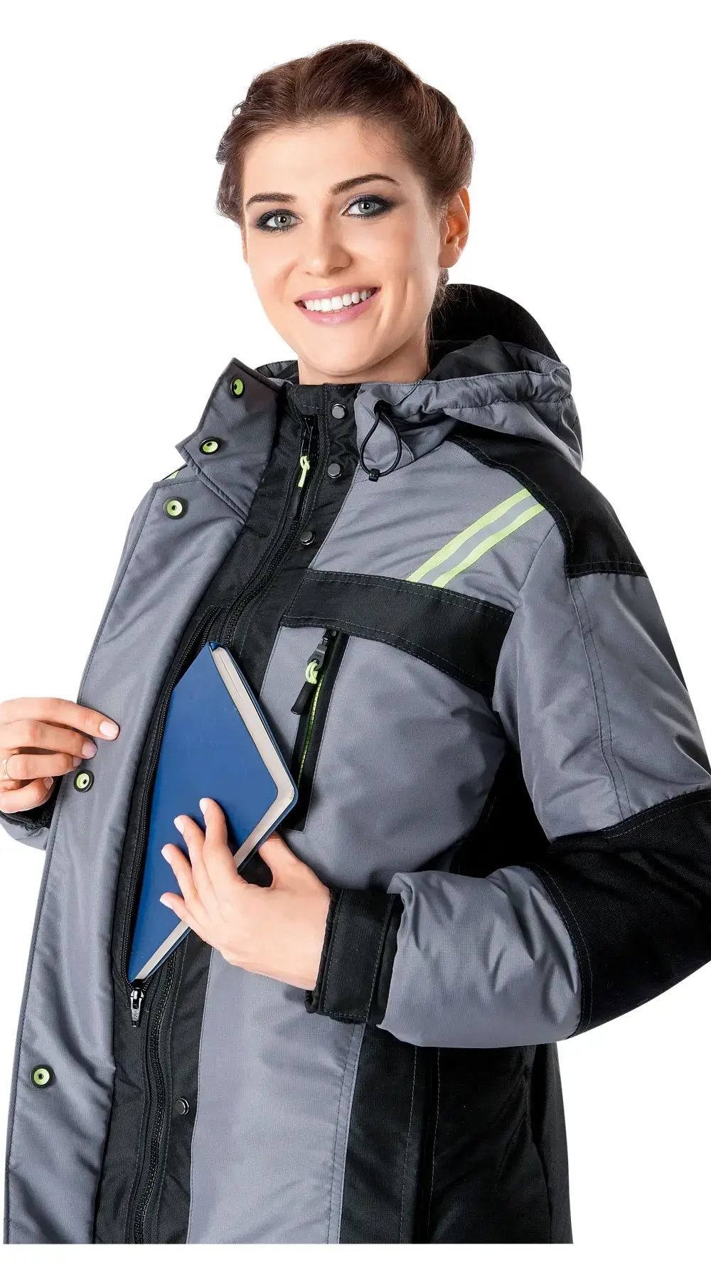 Куртка рабочая женская зимняя утепленная Восток-Сервис "ЛЕДИ УРАН" серая, черная
