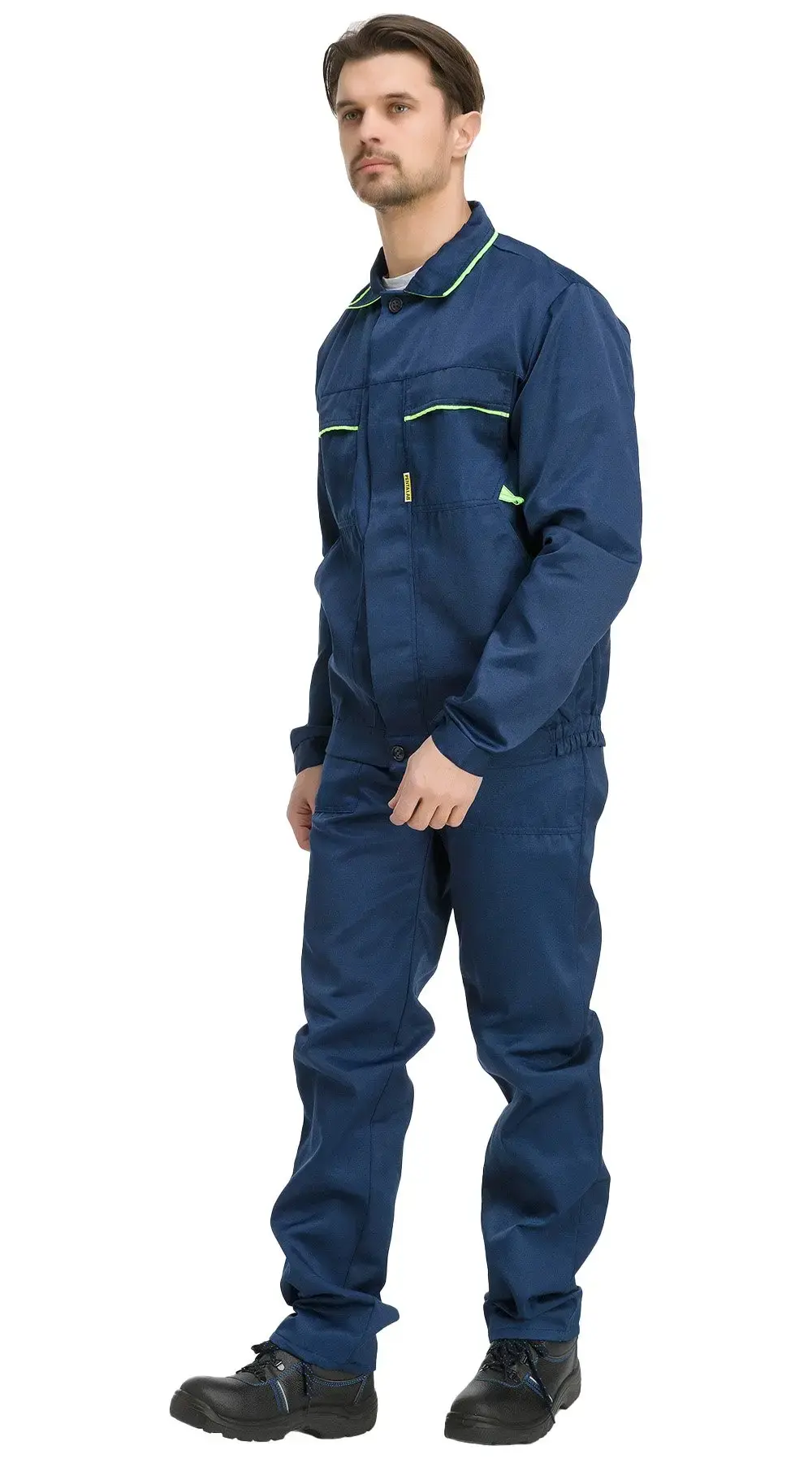 Костюм рабочий мужской летний RONTA KS621 с брюками темно-синий, лаймовый