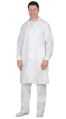 Халат рабочий мужской летний RONTA HL302 белый, бязь Халат рабочий мужской летний RONTA HL302 белый, бязь