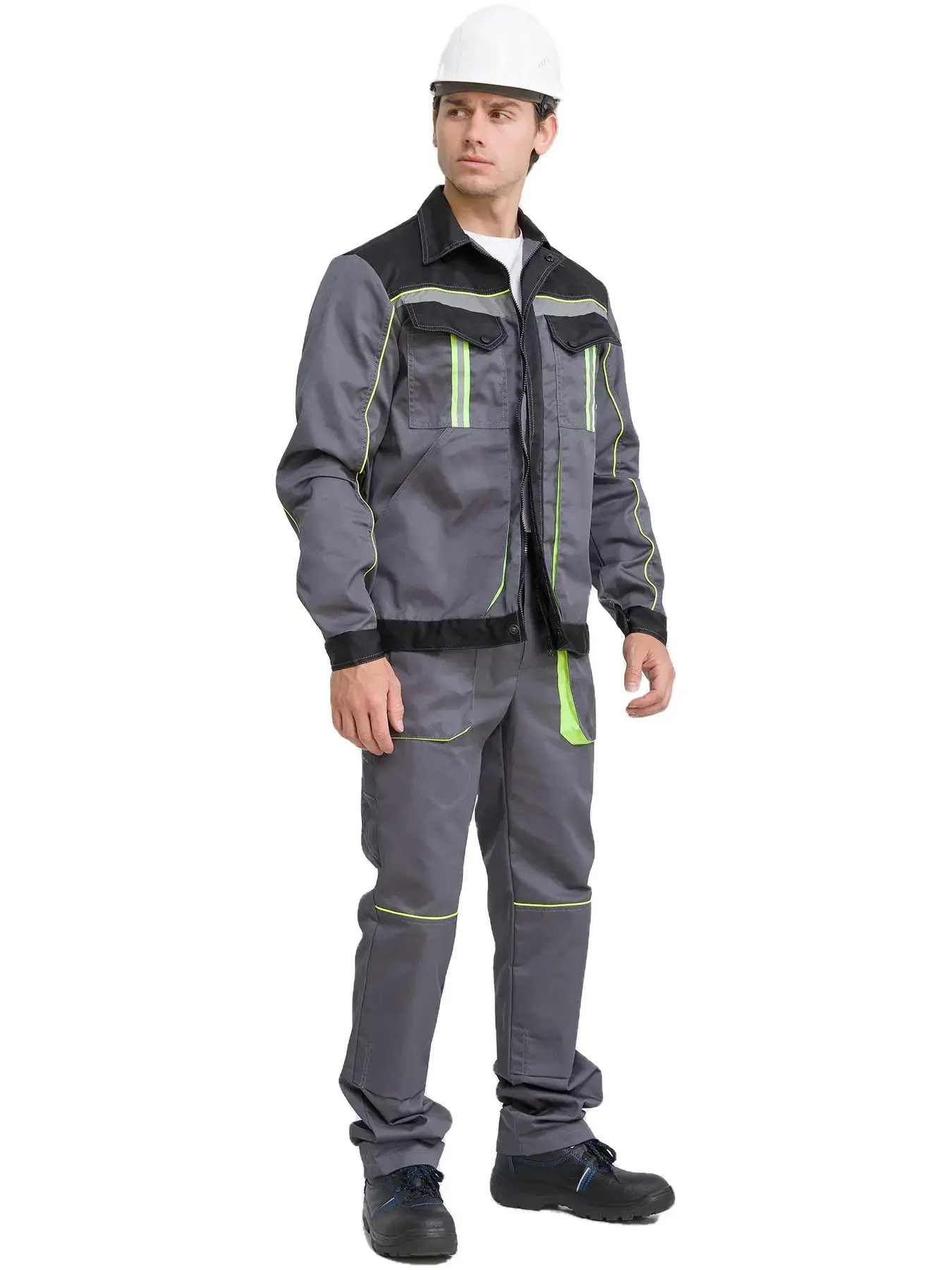 Костюм рабочий мужской летний RONTA KS806 с брюками темно-серый, черный, лаймовый