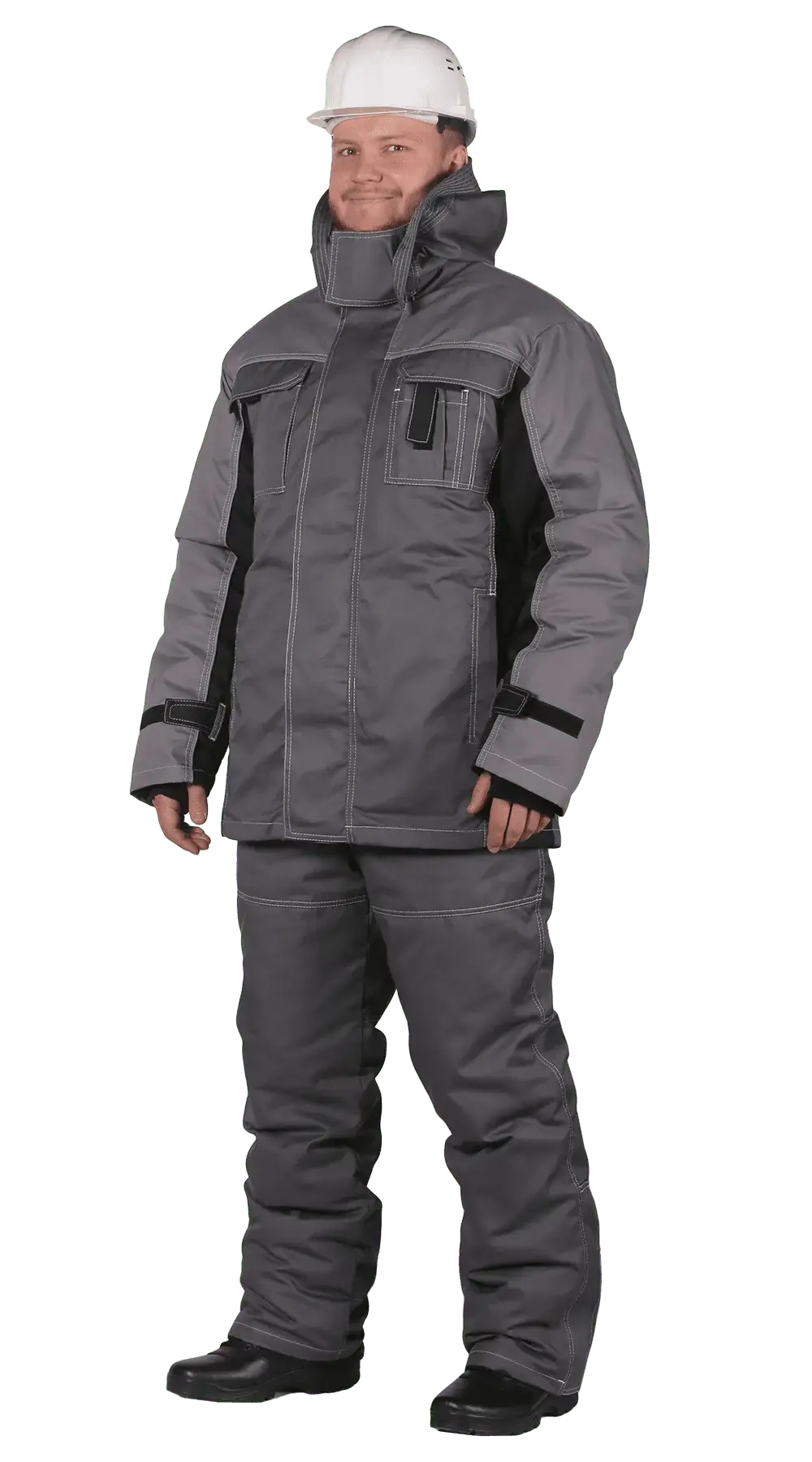 Костюм рабочий мужской утепленный зимний RONTA KS581 темно-серый, светло-серый, черный