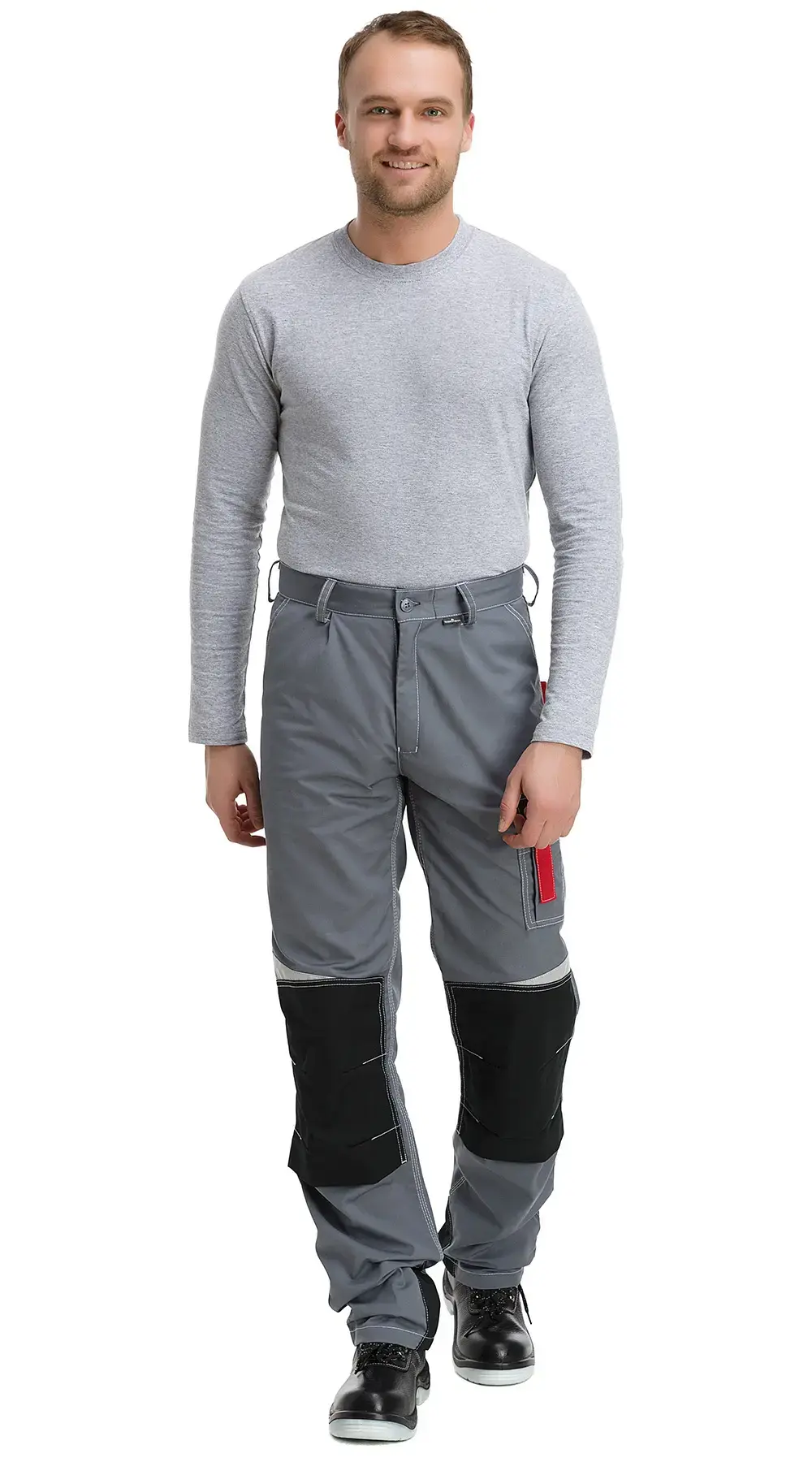 Брюки рабочие мужские летние Техноавиа "Мегаполис" светло-серые, черные, красные