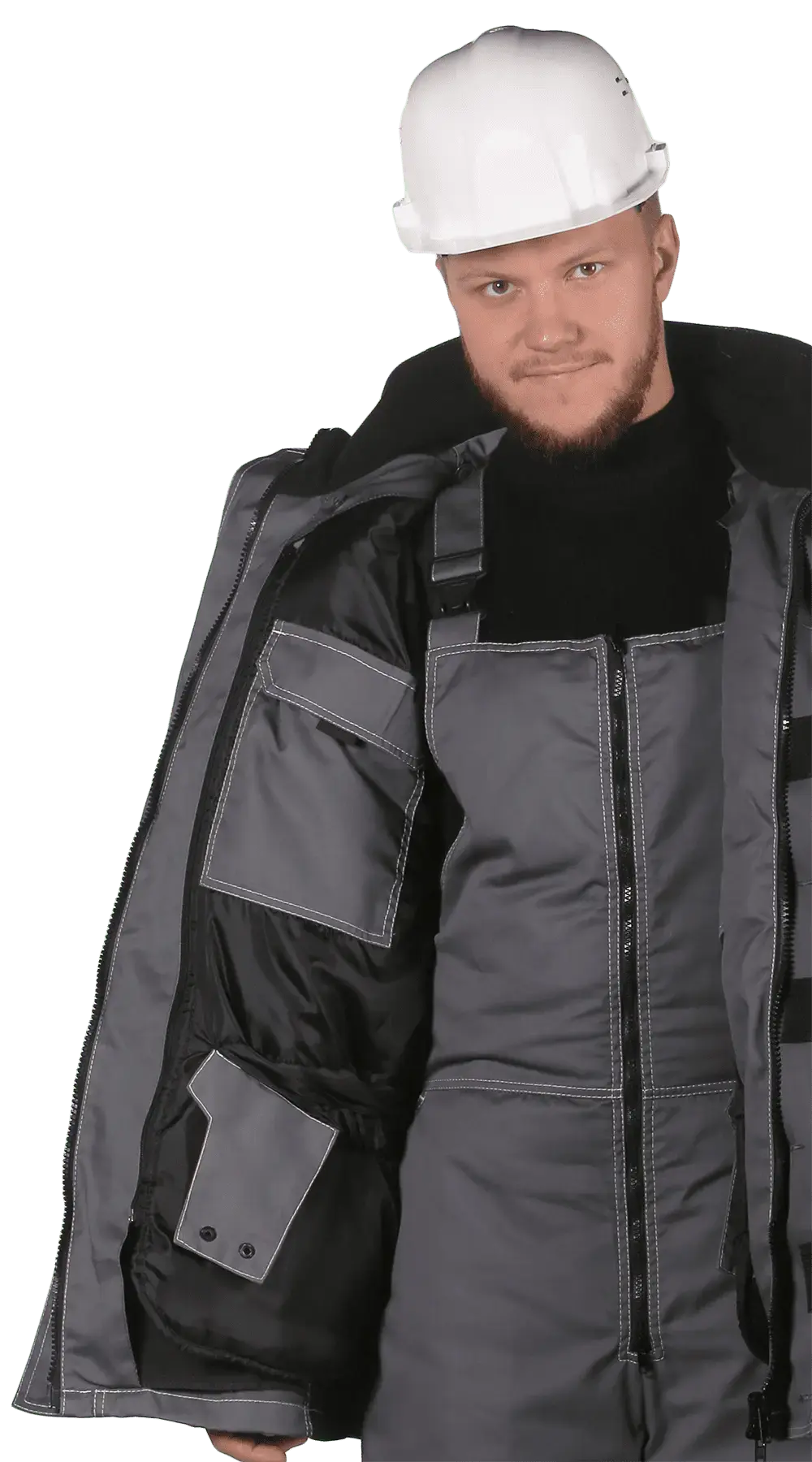 Костюм рабочий мужской утепленный зимний RONTA KS581 темно-серый, светло-серый, черный