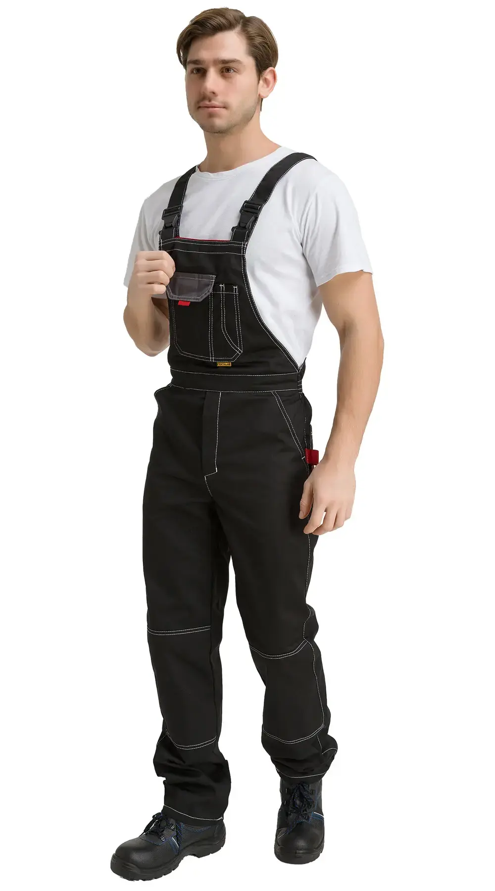 Костюм рабочий мужской летний RONTA KS212 с полукомбинезоном черный, темно-серый