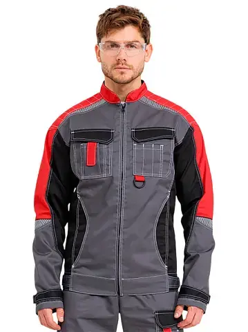 Куртка рабочая мужская летняя RONTA KR206 темно-серый, черный, краcный
