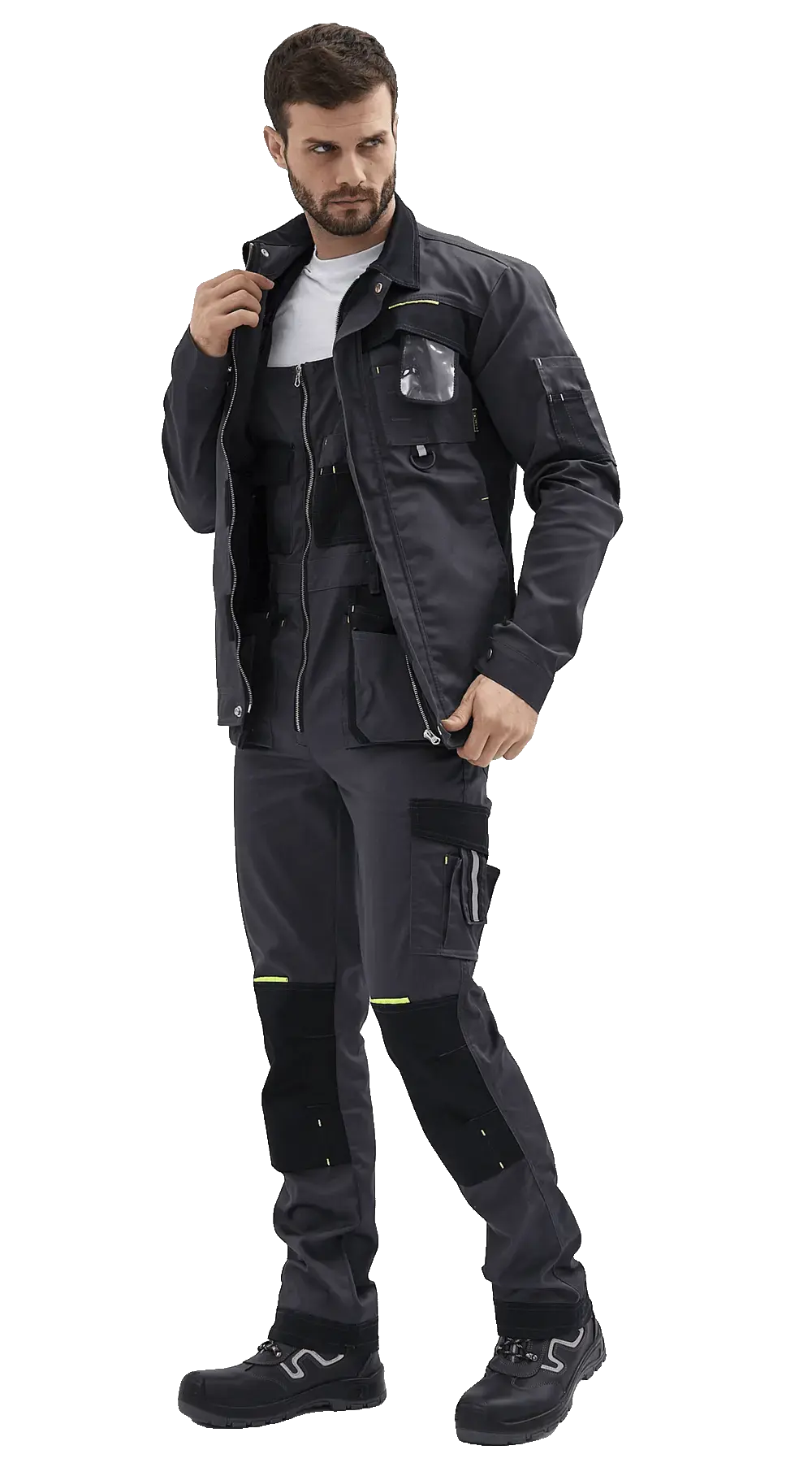 Куртка рабочая мужская летняя RONTA KR814 темно-серый, черный, лаймовый