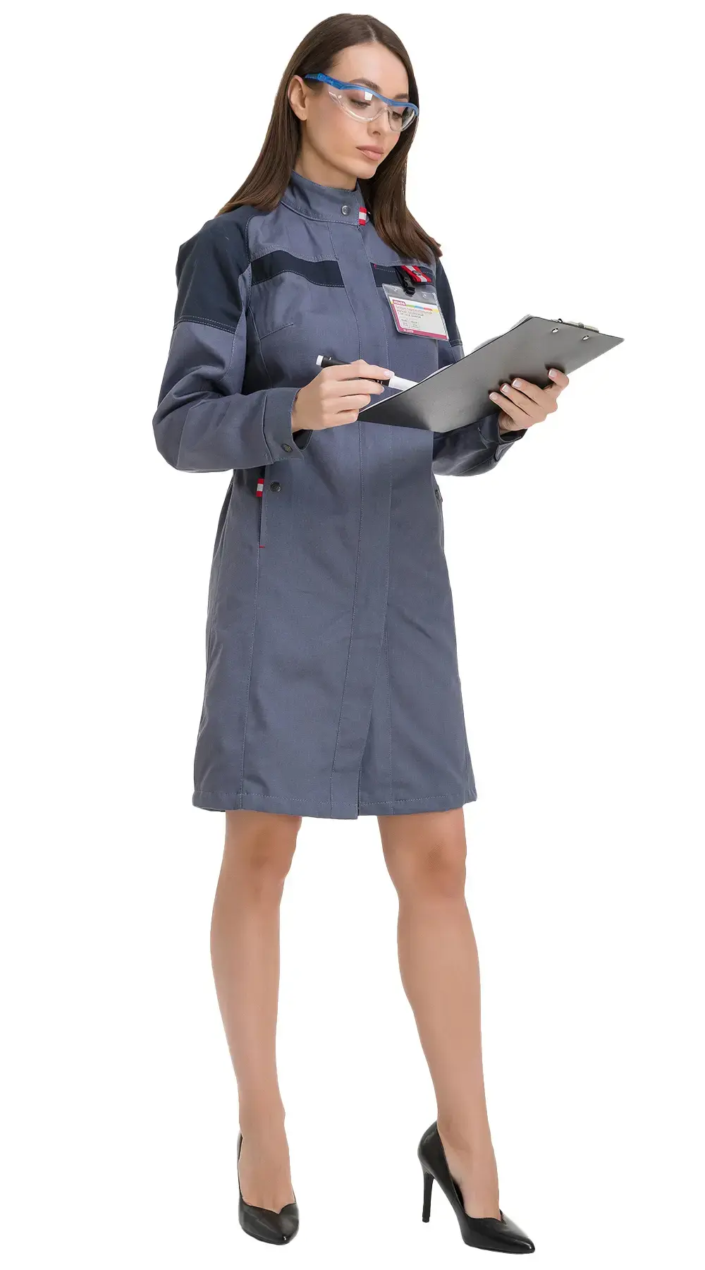 Халат женский летний "Леди Технолог" (светло-серый/темно-серый)